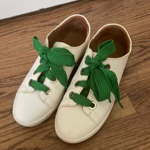 Sezane Jack ecru trainers sneakers green laces SO CUTE, size 38 💋